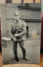 WW1 German Garde Infantry Soldier - Gewehr 88 & Pickelhaube Original Photo RPPC