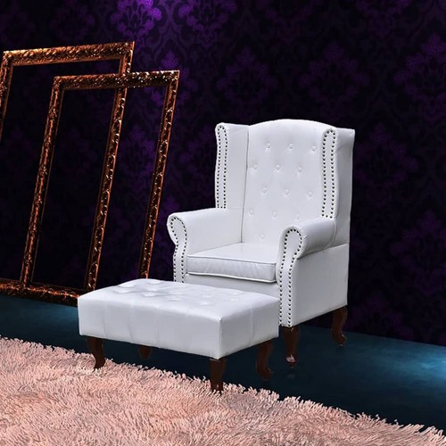 Fauteuil avec pouf blanc - pouf,