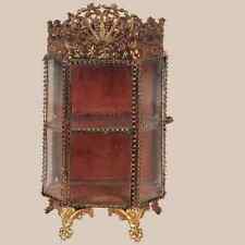 Antique French ormolu glass small Vitrine decorative crown