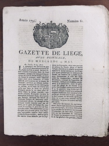 Gazette liège 1794 - gazette, de