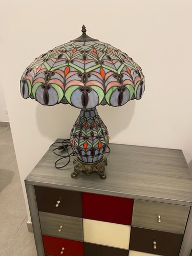 Lampe table verre colore - de,
