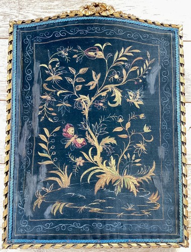 Ancien panneau velours brodé - panneau,
