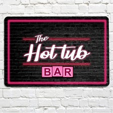 Spa Barre Rétro Rose Néon Look 80's Style Porte Sortie Signe A4 Métal Plaque