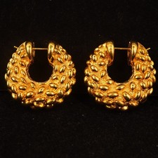 CHIMENTO 18k Yellow Gold Puffy Nugget Hoop Earrings, 15g - Free Shipping USA