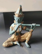 Bouddha Teppanom Musicien Thaïlandais.En Bronze Patine Verte/Or