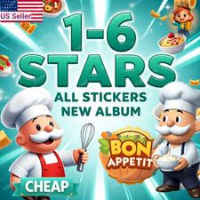 Monopoly Go Bon Appetit Album ALL STICKERS 1-2-3-4-5-6Stars SUPER FAST⚡24/7