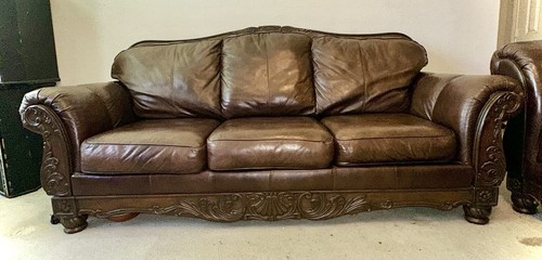 Brown leather sofa - brown, loveseat