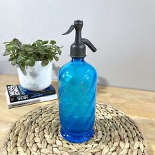 Vintage Blue Syphon Bar Bottle Signed A. Vernay & A. Huot - Circa 1920
