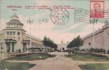 BELGIUM - EXHIBITION OF GHENT IN 1913 - FLAME FLAG ON MAP OF THE PAVILION OF