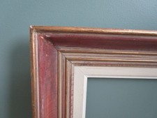 Antique Molded Patina Red Gold Bordered Wooden Frame