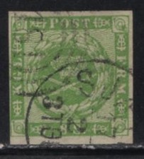 WC1_30178. DENMARK. Valuable 1858-62 8s green stamp w. clear cancel.Sc.8. Used