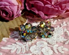 OLD PAIR OF EARRINGS CLIPS FLOWERS FANCY circa 1950
