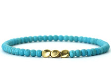 Bracelet de perles howlite Turquoise et Laiton, Sur mesure pour Homme ou Femme
