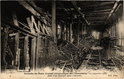 Cpa paris incendie poste - paris,