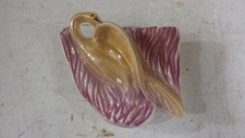 gold flamingo on pink background mid century modern lustre ware wall pocket vase