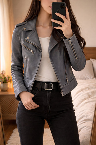 Perfecto schott cuir - schott, gris