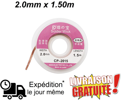 Tresse cuivre dessoudage 2mm - 2mm, x