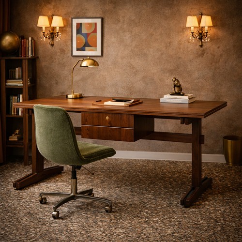 Bureau vintage plaqué bois - bureau,
