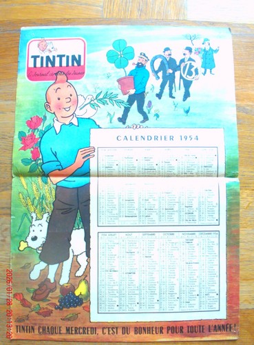 Calendrier tintin 1954 - tintin, de