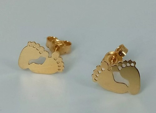 Boucles oreilles pieds or - en,