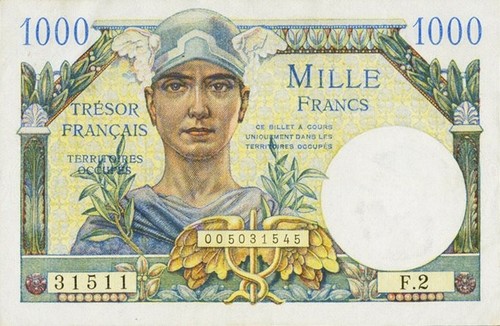 1000 francs trésor français - francs,