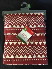 Red & Off White Christmas Tablecloth “Peace and Joy” 70” Round 44”-60” Table NWT