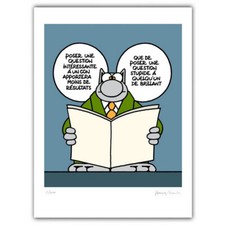 Sérigraphie Le Chat de Geluck, une bonne question signé (40x50cm)
