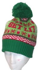 GET LIT Funny Adult Toboggan Pom Christmas Beer Pong Beanie Snowflake Spencers
