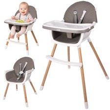 Malplay Chaise Haute Enfant Chaise Bébé Plateau Réglable BITEO Gris jusqu'à 2...