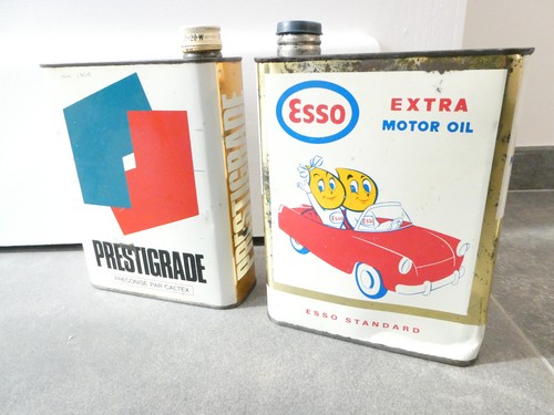 Lot bidons huile esso - de,