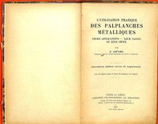 A. COUARD " UTILISATION PRATIQUE DES PALPLANCHES MÉTALLIQUES " LIVRE 1945