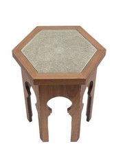 Table d'appoint en bois avec verre GUELIZ - par bazar marocain