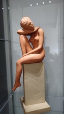 Sculpture terre cuite "Rêveuse" artiste coté JP Poiron, Femme nue, nu artistique