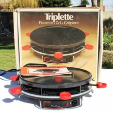Vintage Boxed Moulinex Triplette Raclette Grill Crepe Maker