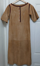 Vintage ted lapidus paris womens small suede leather dress camel brown tan