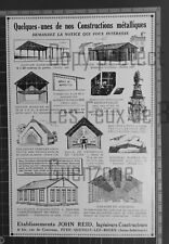 JOHN REID CHARPENTE METALLIQUE HANGARS PETIT QUEVILLY LEZ ROUEN publicité 1935 