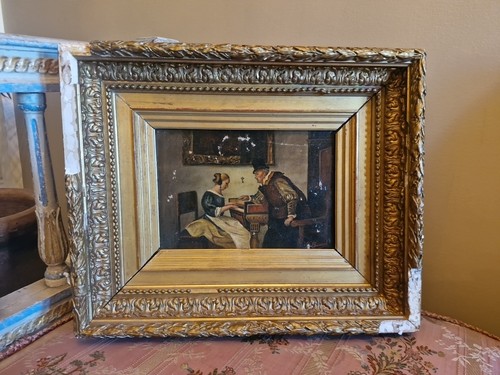 Peinture ancienne encadrée - peinture,
