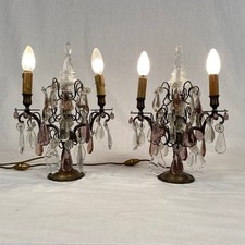 Paire de girandoles en bronze et pampilles