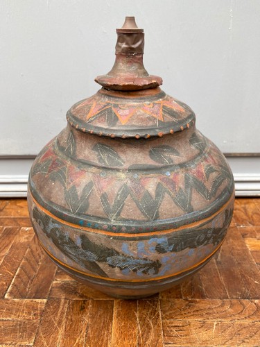Polychrome terracotta pot - terracotta,