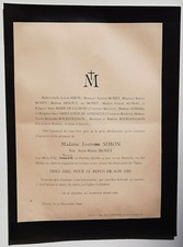 JOSEPH SIMON Monet FAIRE PART Saint Louis de Gonzague AVISARD Bourgougnon 1896