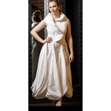 Samuel Dong Ivory Tulip Dress Avant Garde Zippers Runway Art To Wear Small