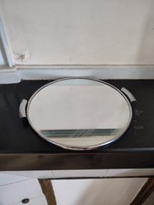 Plateau miroir en métal chromé rond ancien