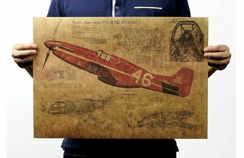 Poster affiche avion p51 - affiche,