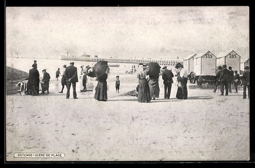 Cpa ostende scene plage - scene,