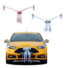 Décoration de voiture de mariage Fleurs en soie et nœuds pour cérémonie