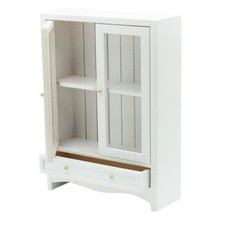 Bibliothèque en bois blanc à l'échelle 1/12, portes ouvrables,