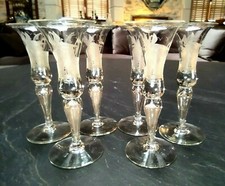 6 ANTIQUE 19TH CENTURY ENGRAVED BOHEMIAN OR LOWLAND BLOWN GLASS TULIP GLASSES