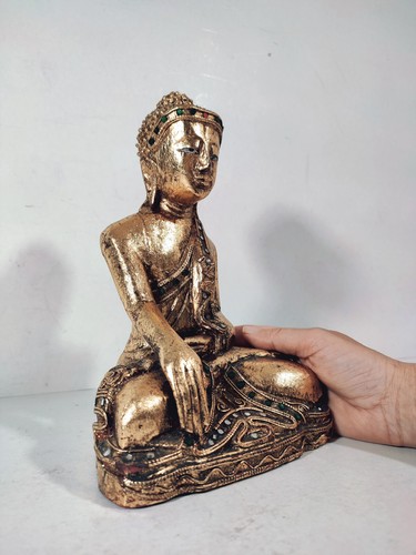 Bouddha bois laqué doré - en,