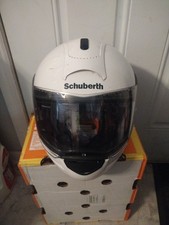 Schuberth C3 C3W Motorcycle Helmet w Sun Visor Gloss White - Medium Read Des.