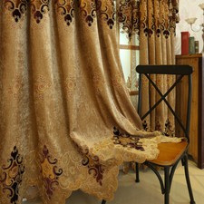 Rideau En Chenille Rétro Brodé Floral En Tissu Pour Décorations De Salon